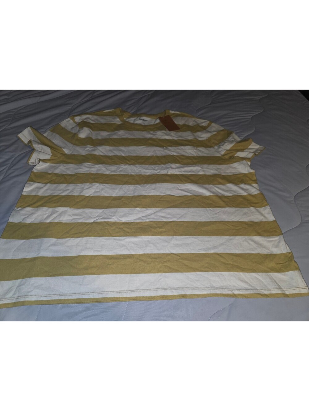 Goodfellow & Co Men's Standard Fit Crew Neck Cotton Striped Tee Ivory / Tan  2XL